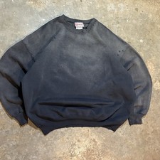 Vintage 90s Hanes Blank Black Crewneck Sunfaded Sweatshirt Mens XL USA Made