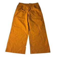 MNG Mango Wide Leg Trousers Pop-H Pants High Waist Cropped Orange Medium