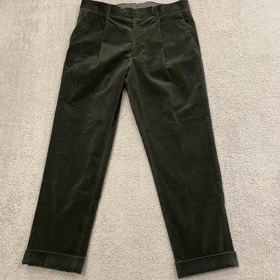 NWT Todd Snyder Italian Corduroy Madison Trouser Mens 34x27 Green Cuffed FLAWS