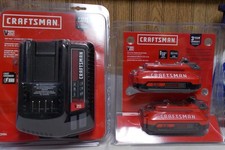 Craftsman 2 Pack CMCB202-2 V20 Lithium ION 2.0Ah Battery  CMCB104 Charger
