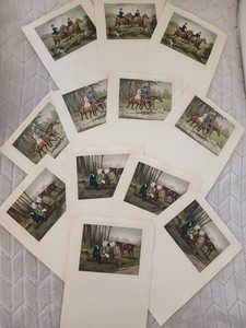 Vintage Equestrian Riding Jumping Horse Lithograph Art Writing Paper Lot