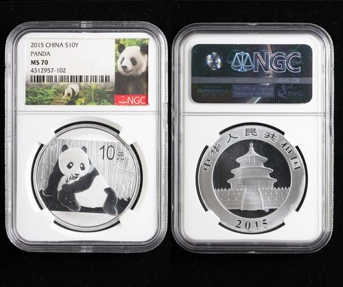2015 China S10Y Panda silver NGC MS 70