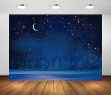 BELECO 7x5ft Fabric Winter Wonderland Night Snowfall Backdrop 7x5FT, A50026