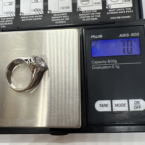 Sterling Silver CZ Halo Ring Signed BBJ Size 8 - Picture 8 of 8