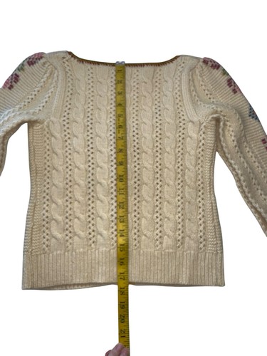 Anthropologie Guinevere Vtg Inspired Cross Stitch Cable Knit Cardigan Sweater Sm - Picture 5 of 19