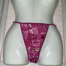 VIntage Second Skin L/7 PANTIES Pink Silver Dots LOVE Panty VTG POLY SPANDEX