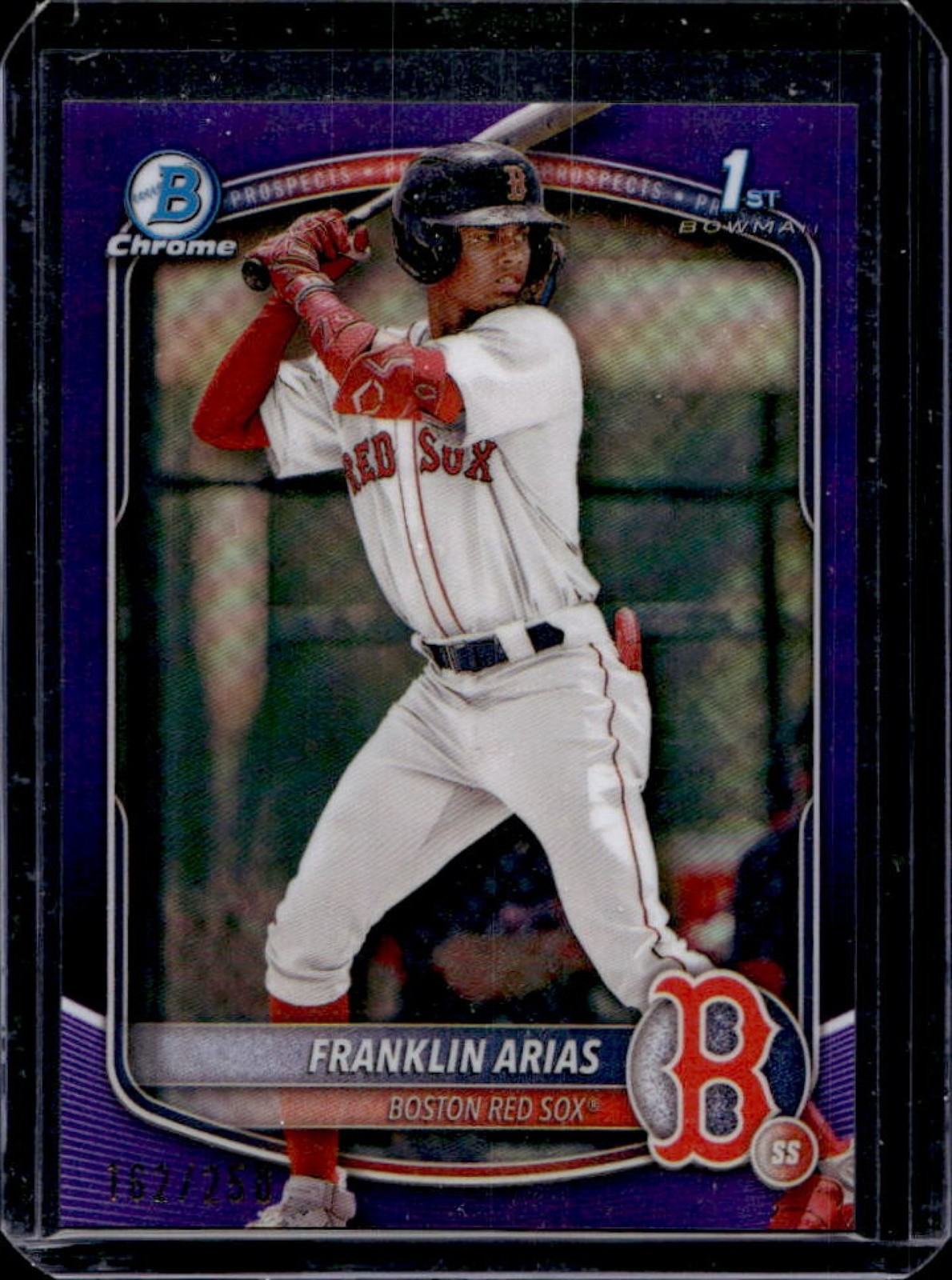 2025 Bowman Franklin Arias Chrome Purple Refractor 1st #162/250 Red Sox
