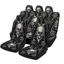 Skull Pattern Car Seat Covers Trendy Universal Car Full Set Skull And Roses Skull Pattern Car Seat Covers Trendy Universal Car Full Set Skull And Roses