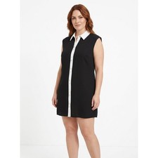 Zara Sleeveless Colorblock Button Front Shift Mini Dress Women Size XL