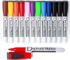 Magnetic Dry Erase Markers with Eraser Low Odor Fine Tip Whiteboard Pens Pack