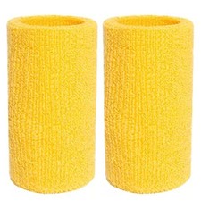 Sweatbands Sports Wristbands for Men and Women - 6 inch Elastic Athletic yellow