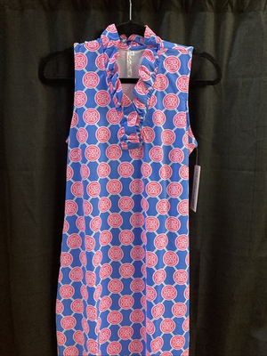 #ad Lulu B S Ruffle Maxi Dress Blue Hot Pink Upf50 $39.20