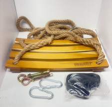 Premkid Hanging Wooden Swing with Curved Seat 17" X 8"