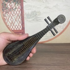 Collectible Antique Copper Pipa Incense Burner Incense Holder Chinese Artifact