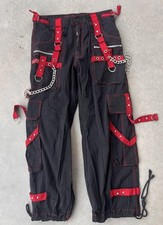 Vintage Tripp NYC Pants Medium Black Red Chains Daang Goodman Y2K Goth Emo Wide