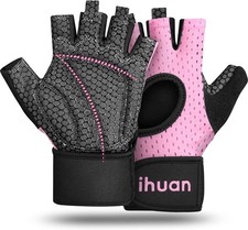 Ihuan Breathable Weight Lifting Workout Gym Gloves: Fingerless Exercise Wrist Su