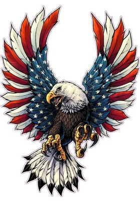 Screaming American Flag Bald Eagle Wings Decal
