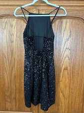 Express Black Sequin Mini Dress with Sheer Back