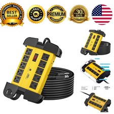 Heavy Duty Power Strip Surge Protector 10-Outlet 15A 15ft Cord Metal