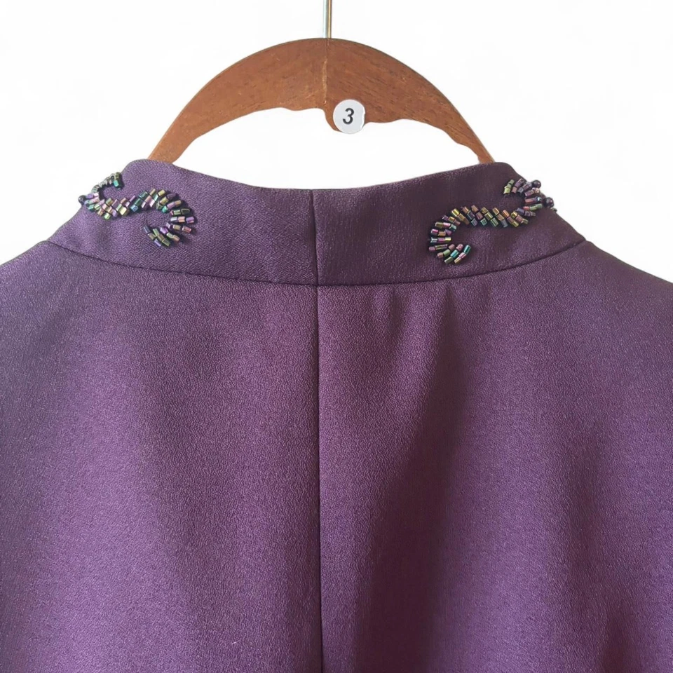 Purple jr nites formal blazer with sheer sleeves and beading - Image 3 of 4