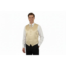 Men's Q Brand Formal Tuxedo Vest Tie and Hankie Satin 10 Beige 4X