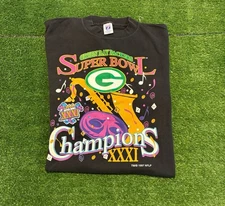 Vintage Green Bay Packers shirt mens large black Logo 7 super bowl 90s R