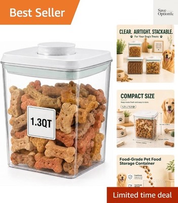 Pet Dog-Cat POP-Treat Airtight jar-Container - 1.3 Qt/1.2 L | Stackable One-T...