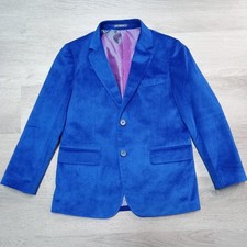 Gioberti Blue Velvet Boys Childs Blazer Size 8 Elbow Patch Buttons