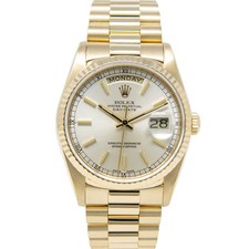 Rolex Day-Date 36 Yellow Gold President 18038 Silver Index - Pre-owned