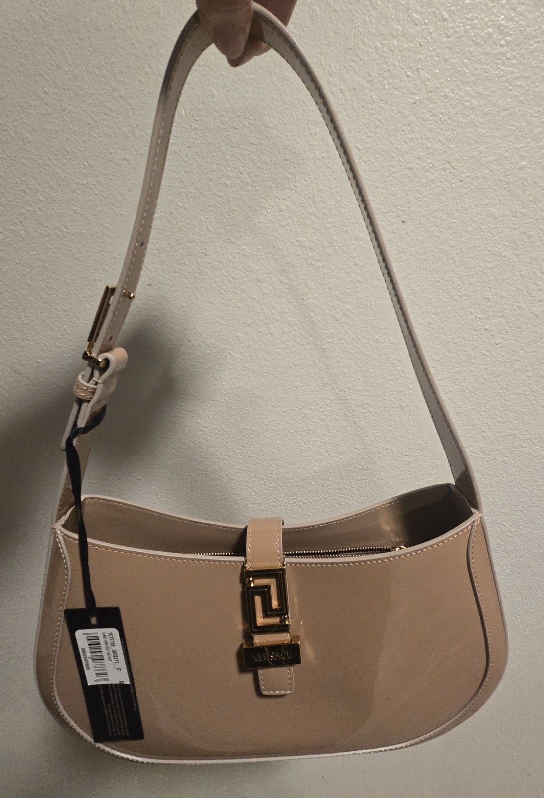 Versace Greca Goddess Leather Blush Large Hobo Bag NWT