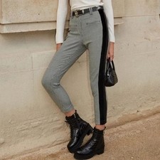 The Kooples Black Velvet Stripe Houndstooth Trouser Pants Womens 1 Small Wool