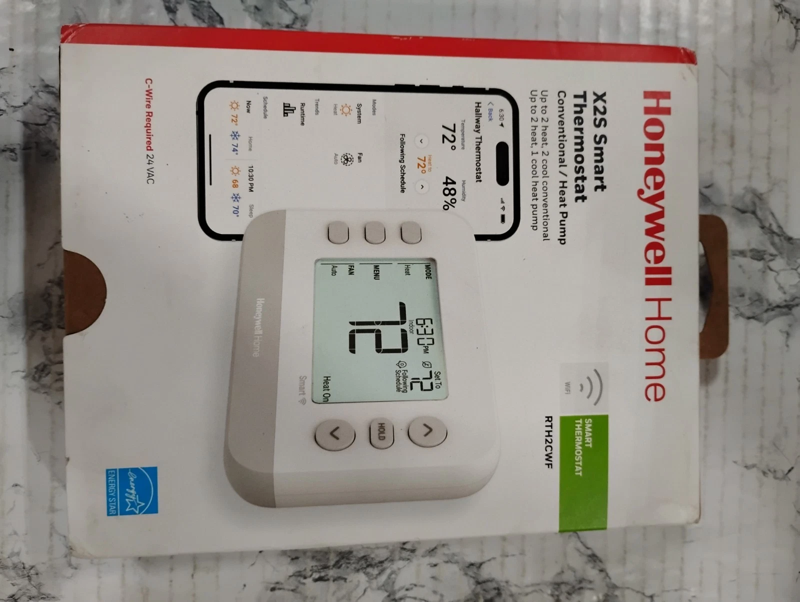 Honeywell X2S Smart Thermostat RTH2CWF Conventional/Heat Pump WiFi 7382/OB