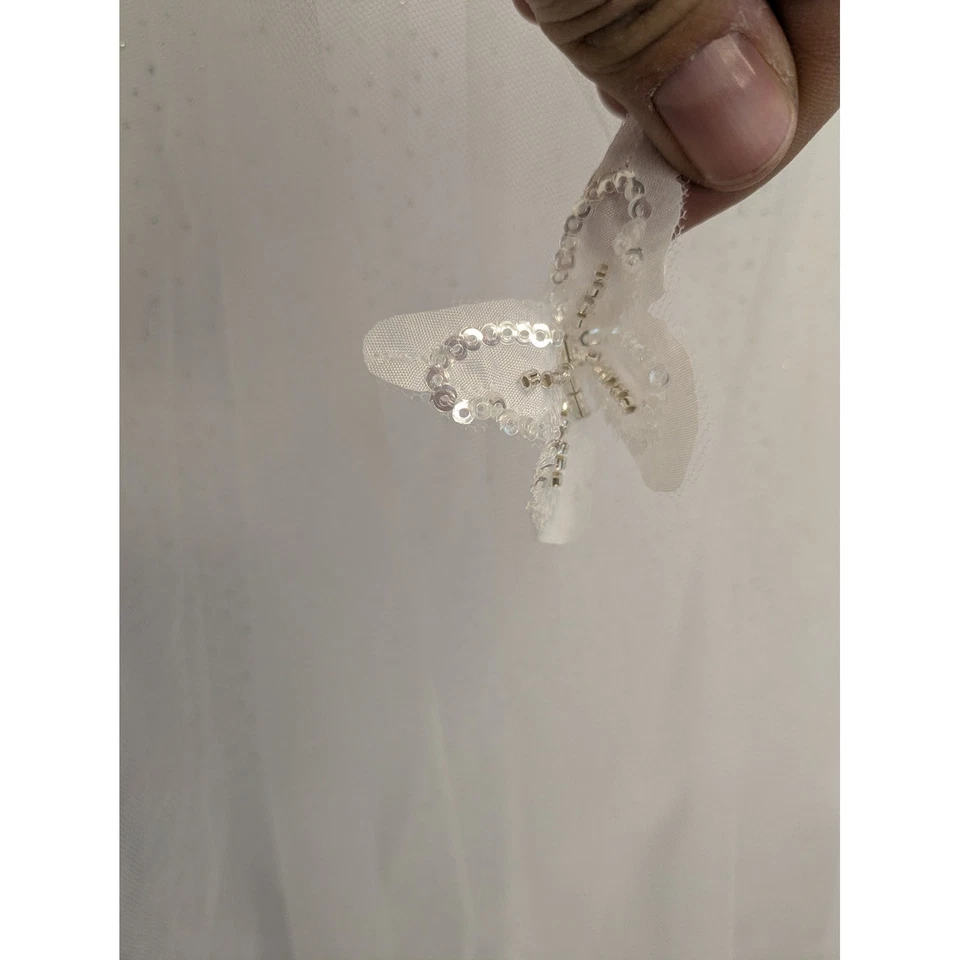 女孩白色蝴蝶闪亮正式礼服连衣裙花朵女孩 8 码 — 第 2/4 张图片