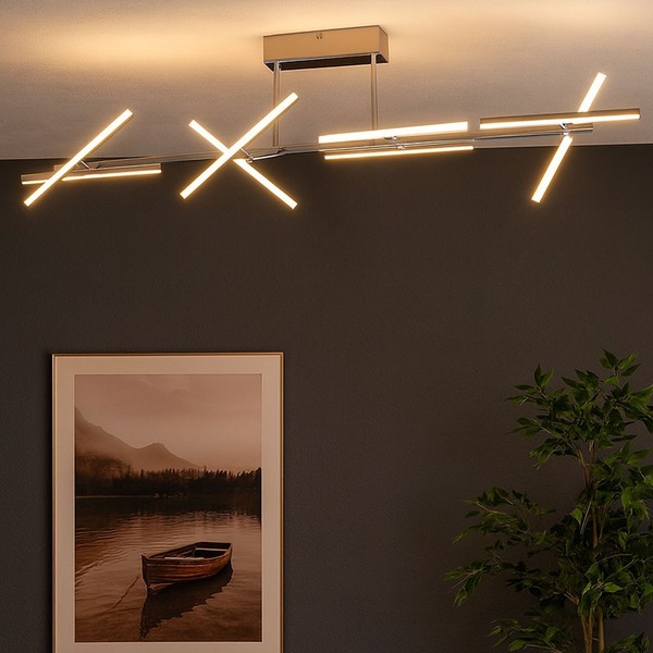 Deckenleuchte Designleuchte Deckenlampe Stableuchte Arm Verstellbar Chrom 8X Led-image