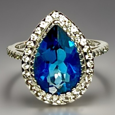 925 Sterling Colleen Lopez London Blue Topaz Ring Size 7