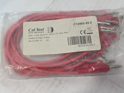 Cal Test Electronics CT2062-25-2 4mm Banana Plug Patch Cord Test Lead Red 10 Pk
