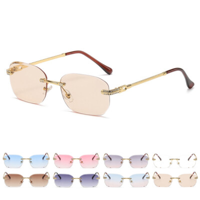 Vintage Rimless Sunglasses Retro Trendy Women Men Frameless  display picture 3