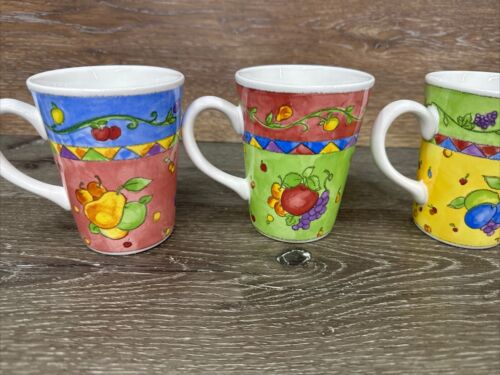 Sango Sangria By Sue Zipkin 12 Oz Coffee Mugs Mixed Fruits ~set Of 4 - Picture 6 of 12