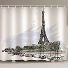 Hand Drawn Eiffel Tower 3D Shower Curtain Waterproof Fabric Bathroom Decoration