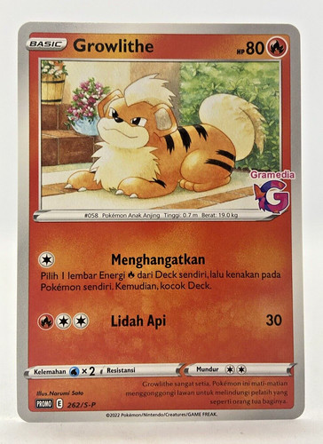 Pokemon TCG Indonesia Growlithe Gramedia Special Stamp Promo 262/S-P