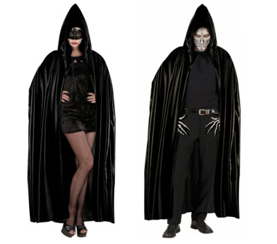 Langer schwarzer Umhang 140 cm - Cape Vampir Umhänge Dracula Fasching