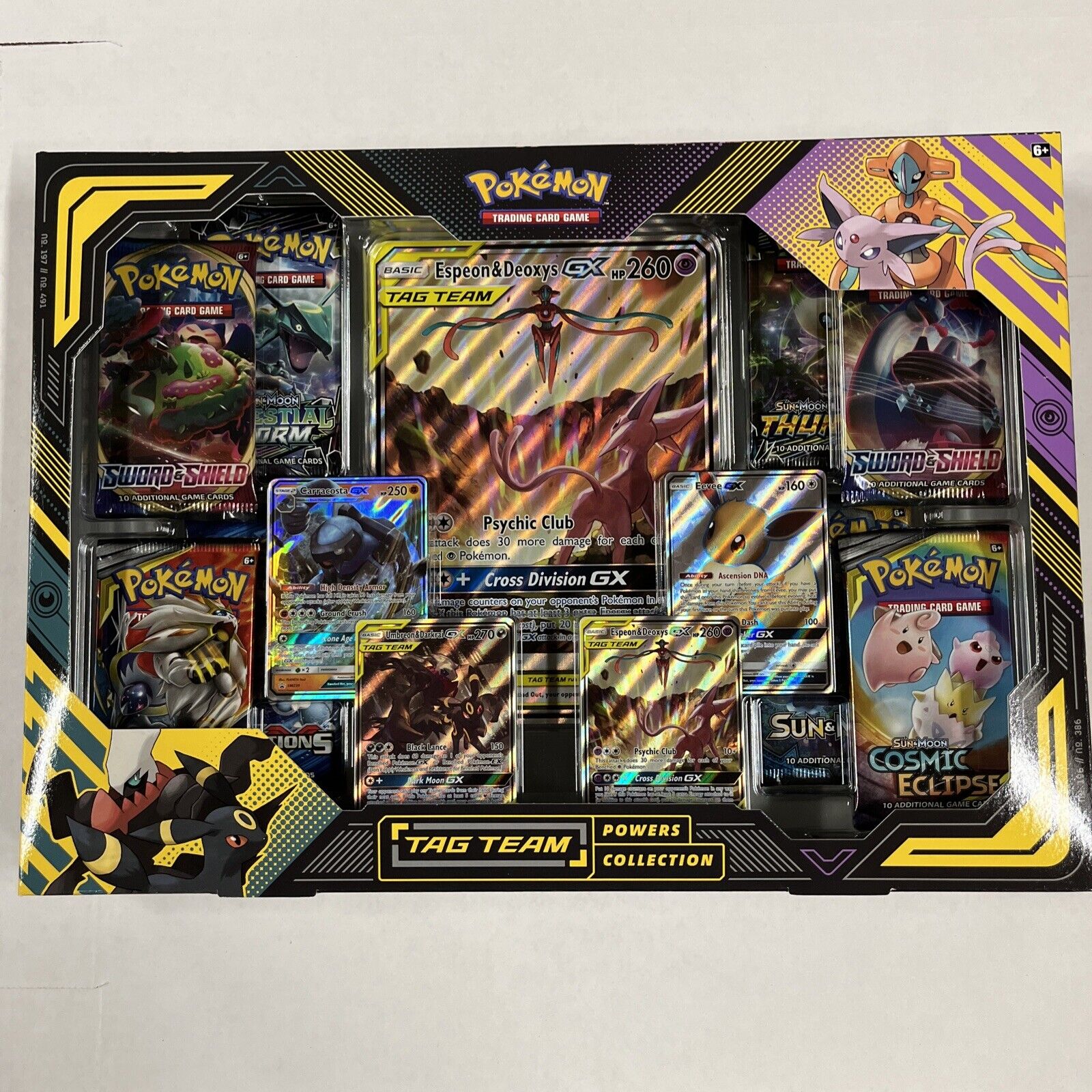 Pokémon Tag Team Powers Collection, Espeon & Deoxys GX, Box For Card Game TCG.