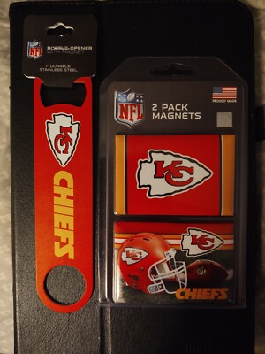 NFL Licensed Kansas City Chiefs 2x3'' - 2 pack & Bottle Opener Magnets 