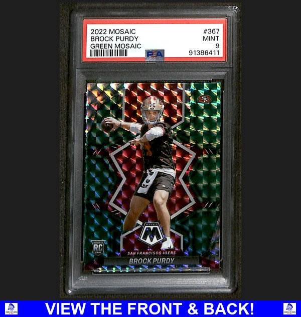 Brock Purdy 2022 Panini Mosaic Green Prizm Rare RC San Francisco 49ers 367 PSA 9