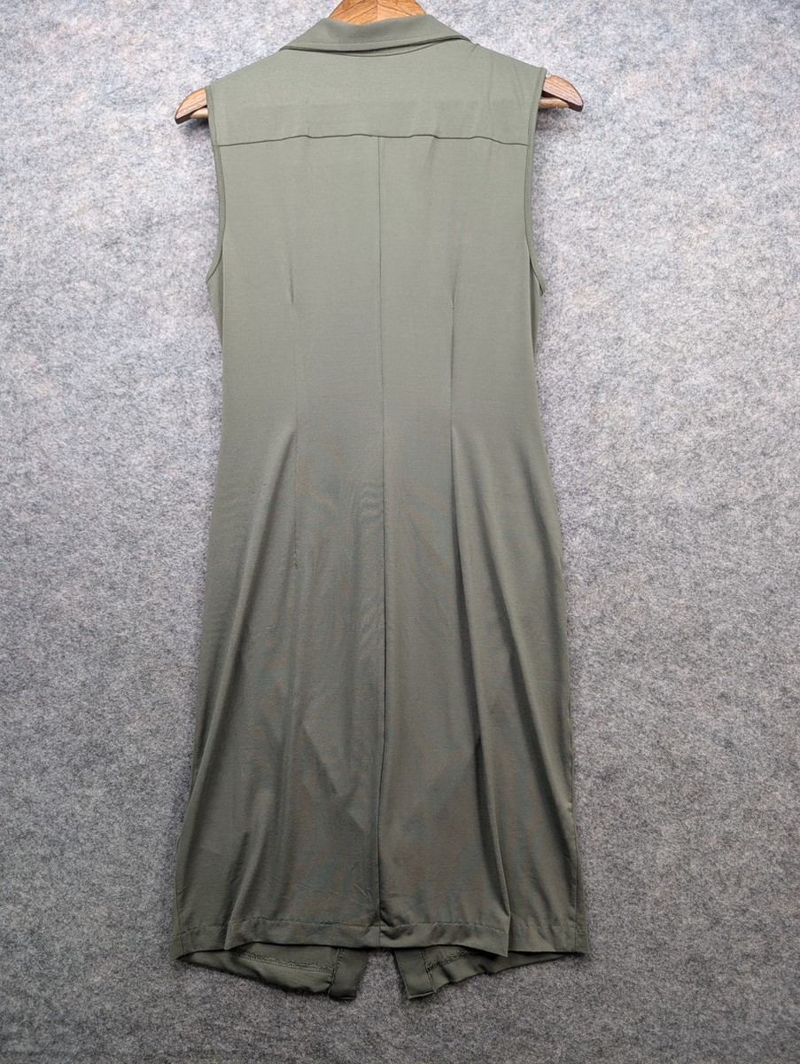 Philosophy Dress Womens Large Green Mini Button Up Tie Front Stretch  Sleeveless | eBay