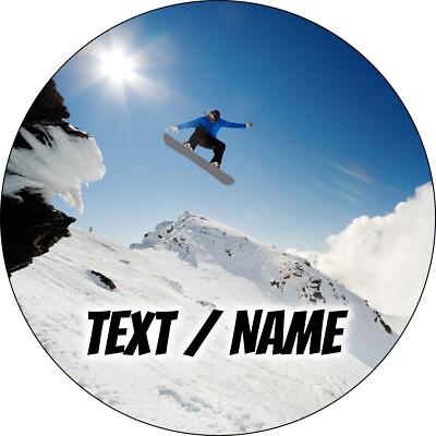 Snowboard Tortenaufleger essbar Party Deko personalisiert Wunschtext Schnee Berg