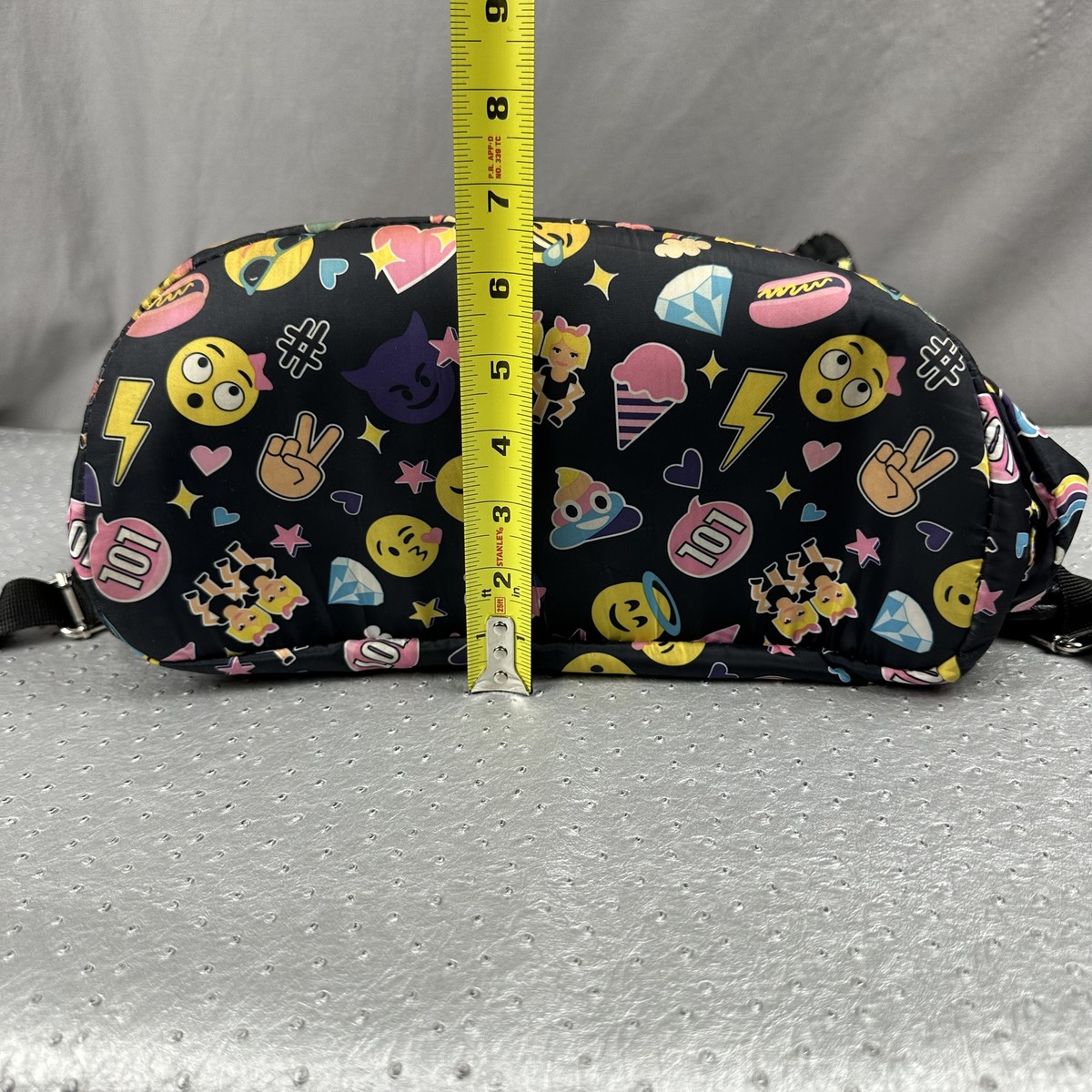 Girls Black Emoji Cargo Backpack All Over Print Comfort  display picture 1