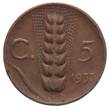 DN - Regno d'Italia - 5 centesimi 1937 - R - Vittorio Emanuele III - 12278-83