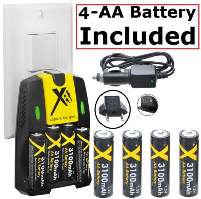 4AA Battery+AC/DC Charger + EURO Adapter For Sony DSC-S2100