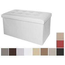 Pouf contenitore rettangolare panca in ecopelle puf salvaspazio scatola AA453